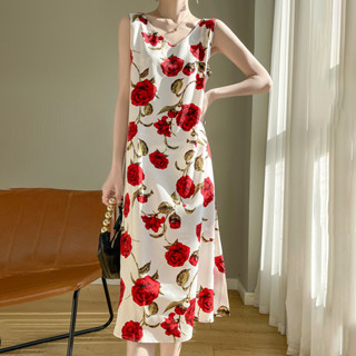 วรรณกรรมอะซิเตทซาตินพิมพ์ชุดสลิงผู้หญิงฤดูร้อนสูทภายในดอกไม้…