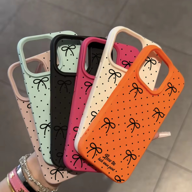 ธนูพอยน์คลื่นสีดำกรณี For iPhone 11 12 13 14 15 16 Pro Max X Xr Xs Max 16 15 Plus เคสไอโฟน13 เคสโทรศัพท์ซิลิโคนแบบนุ่ม