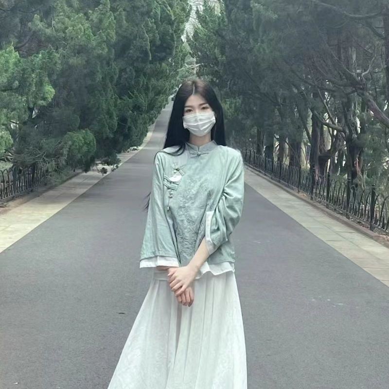 Large Size ผ้าฝ้ายและผ้าลินินสองชั้นจีน Hanfu ท็อปส์ซูขนาดใหญ่เสื้อผ้าชาวรรณกรรมย้อนยุคชุด cheongsam เสื้อศิลปะชา
