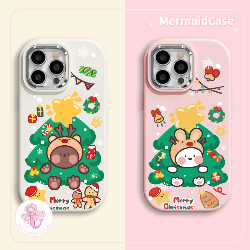 การ์ตูนต้นคริสต์มาส Elk เคสที่เข้ากันได้สำหรับ iPhone 11 16 12 14 15 13 Pro Max 7 8 Plus SE 2020 X Xr Xs Max Ins ปกอ่อน
