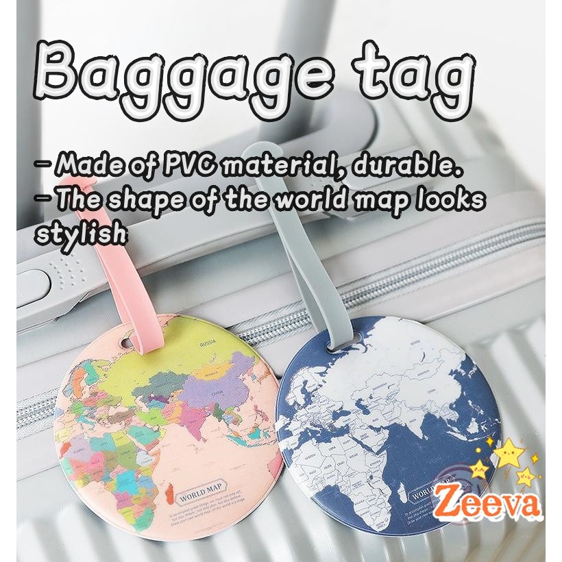 Zeeva【มีสินค้าในสต๊อก】 ป้ายชื่อกระเป๋า แท็กกระเป๋าเดินทาง บัตรสัมภาระ แบบกลม Luggage Tag