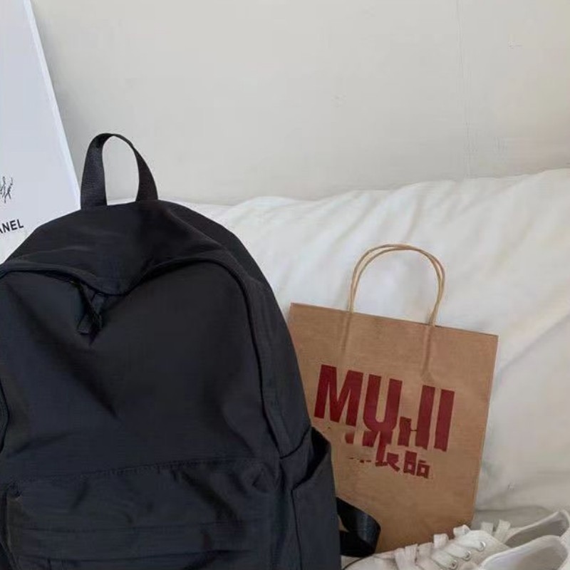 กระเป๋าเป้สะพายหลังความจุขนาดใหญ่แฟชั่นญี่ปุ่นสําหรับเด็กผู้หญิงสีทึบย้อนยุคเรียบง่ายนักเรียนอินเทรนด์ใหม่ลําลองอเนกป - รูปที่ 5