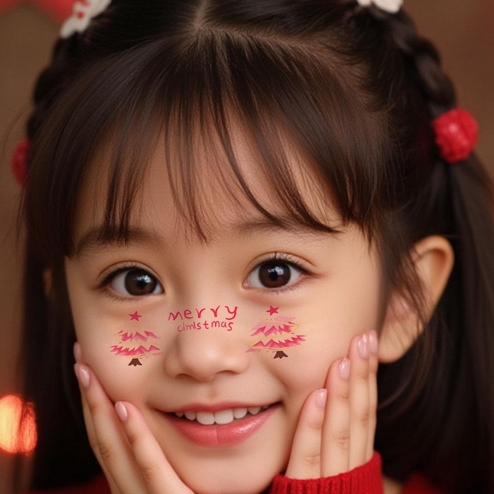 คริสมาสต์ใบหน้าน่ารักสติกเกอร์รอยสักชั่วคราวของผู้หญิงนุ่มหวานกันน้ําแต่งหน้าสติกเกอร์รอยสัก - รูปที่ 5
