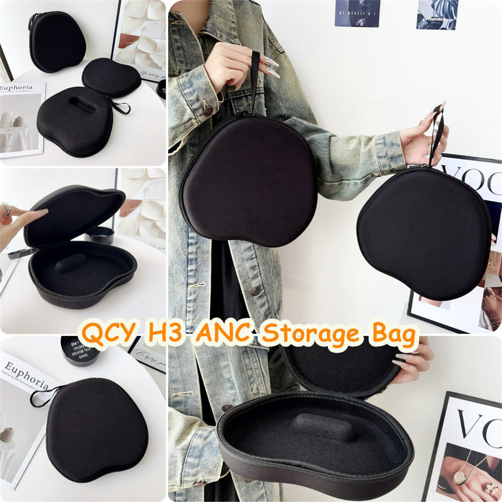 อนาคตดาวสําหรับ QCY H3 ANC เคสหูฟังสีดําบริสุทธิ์ EVA แผ่นรองหูฟังปลอกกล่องชุดหูฟังถุงเก็บ