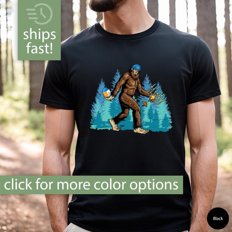Funny Jewish Shirt, Funny Jewish Gift, Bigfoot Hanukkah Shirt for Men, Chanukah Gift, Jewish Tshirt 