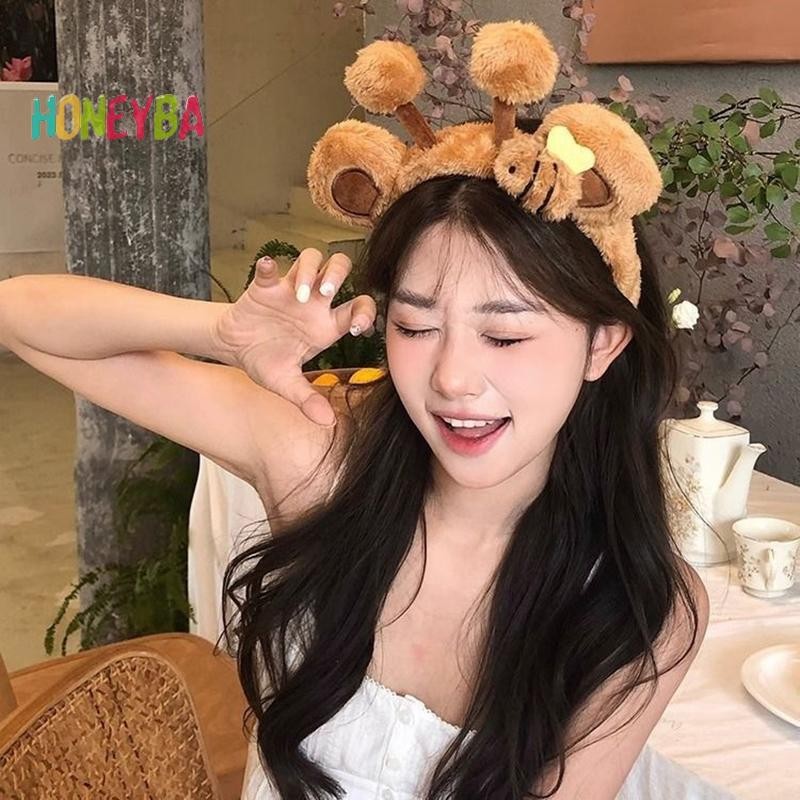 <Honeyba>น่ารักการ์ตูนBeeหมีหูPlush Hairbandสําหรับผู้หญิงสาวแฟชั่นน่ารักล้างหน้าสัตว์sคอสเพลย์hoops BandของขวัญNice