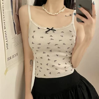 YY70 เสื้อสายเดี่ยว ดีเทลสายลูกไม้ยืดได้ เสื้อฟรีไซส์มีฟองน้ำในตัว