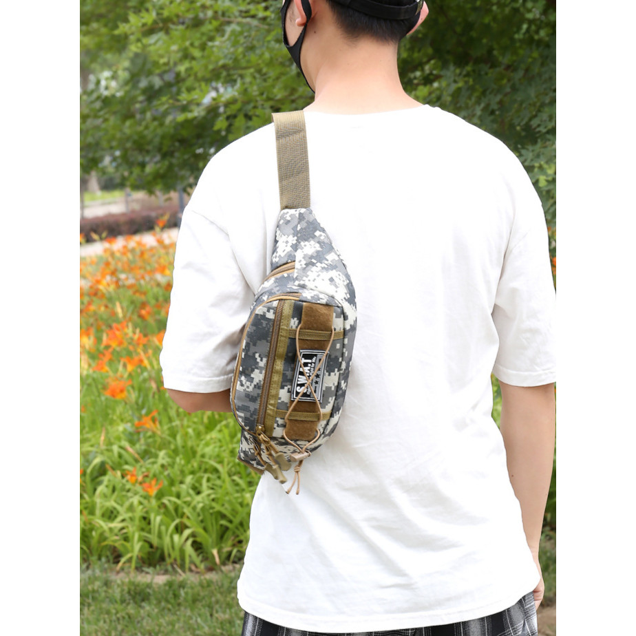 (w264)กระเป๋าคาดอก ลายพรางดิจิตอลดีไซส์เท่ มี4ซิป ผ้าหนาทน