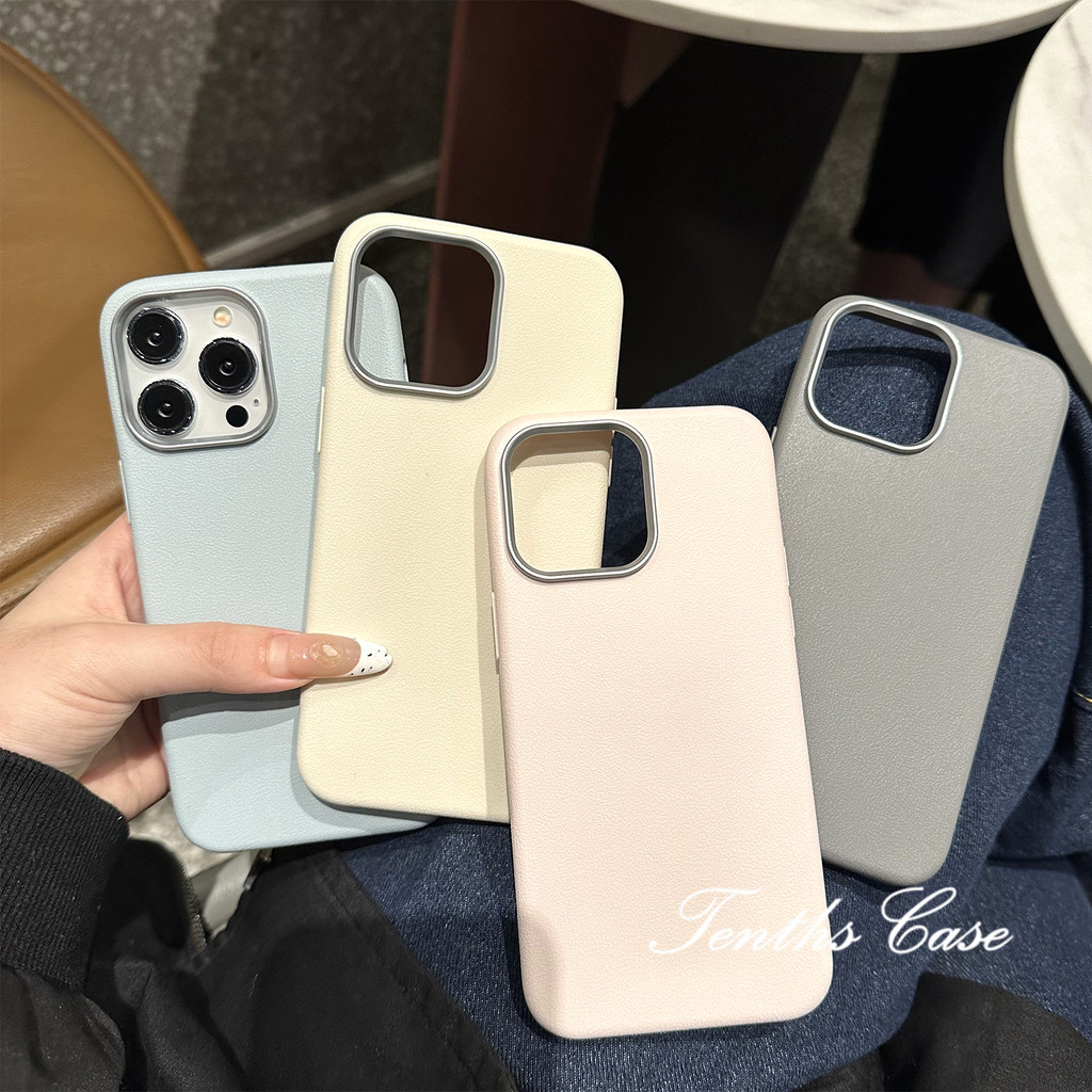 SAMSUNG สําหรับsamsung S24 S23 A22 A21 S20FE Plus Ultra A11 A21s A73 A72 ง่ายหนังธรรมดารูปแบบชุบเลนส์กรอบเคสโทรศัพท์ปกอ่อน
