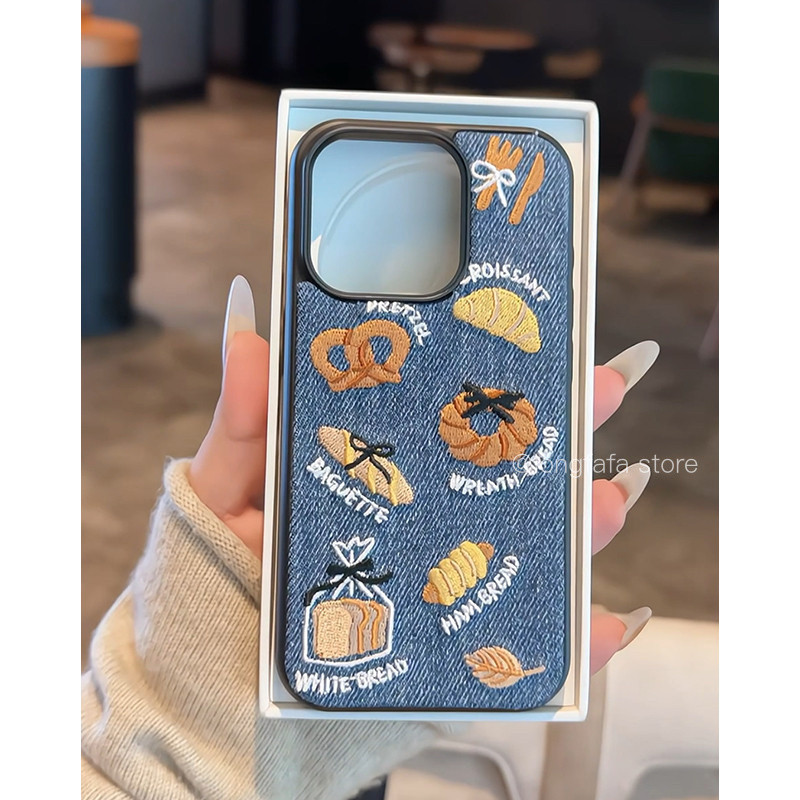 ผ้ายีนส์ปักแฟชั่นน่ารักเคสโทรศัพท์สําหรับiphone 15 14 13 16 Pro Max 14pro 13pro 16pro 15pro 16Promaxฝาครอบป้องกันHard Glitter Simple Clear