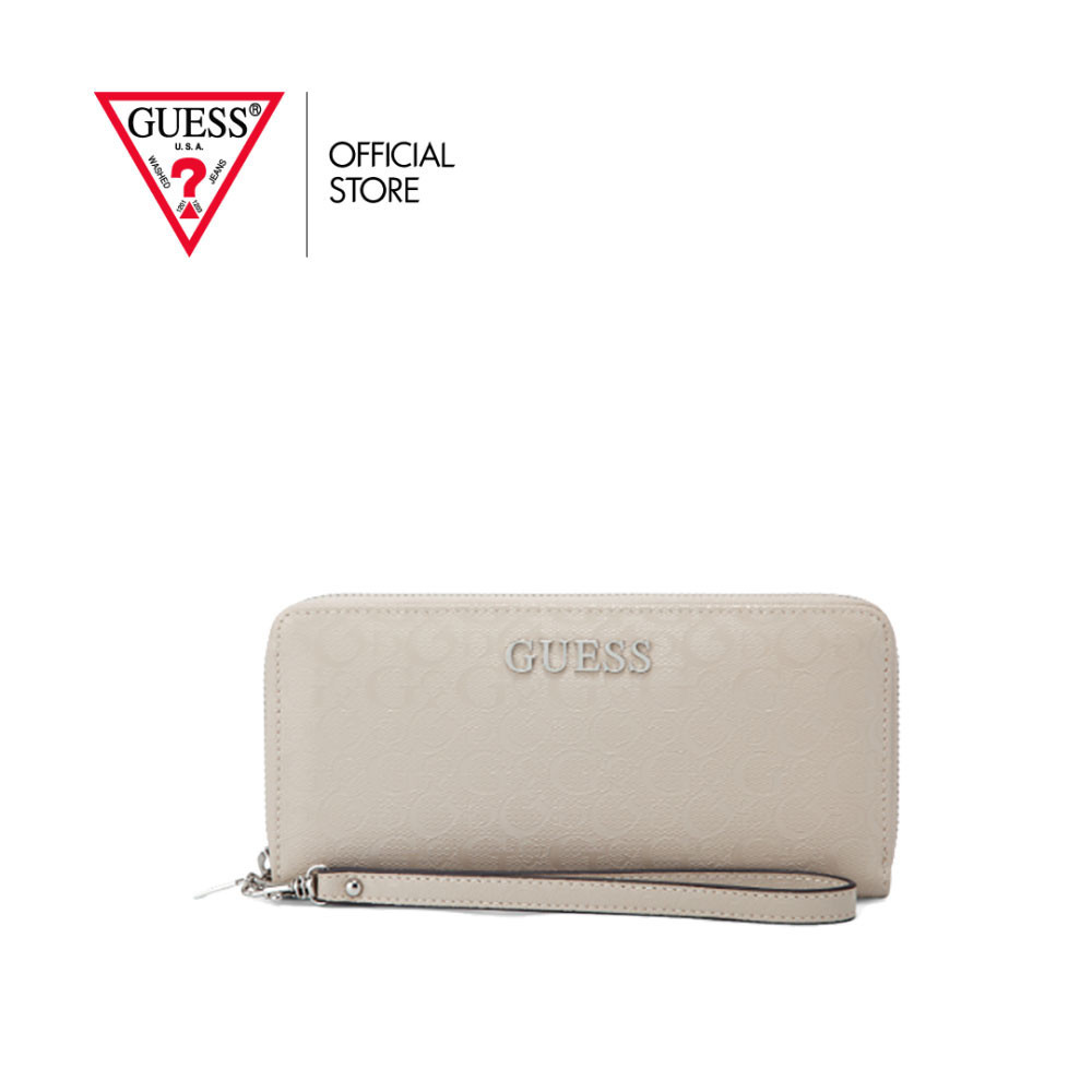 GUESS กระเป๋าสตางค์ผู้หญิง รุ่น F9455146 ABBAS SLG LARGE ZIP AROUND สีขาว