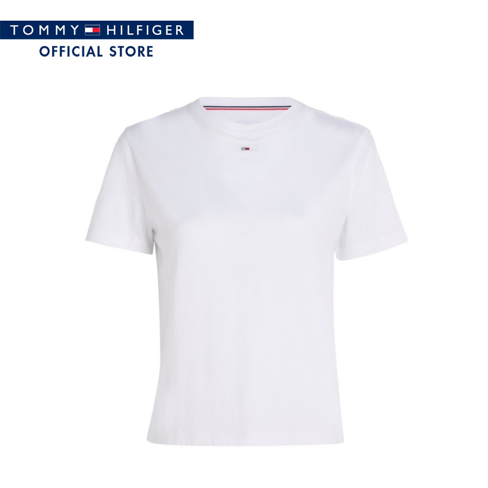 Tommy Hilfiger เสื้อยืด ผู้หญิง รุ่น DW0DW18441 YBR - สีขาว ทรง Regular Fit