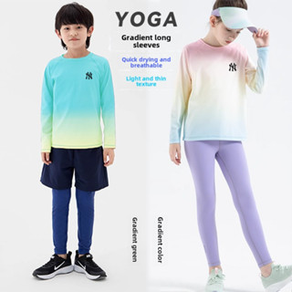 Mlb เด็กชุดโยคะชุดกีฬาไล่ระดับสีแขนยาววิ่งออกกําลังกายกลางแจ…