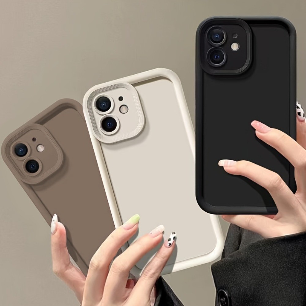 เคสโทรศัพท์ป้องกันการตกสีทึบหรูหราเหมาะสําหรับ iPhone 16 15 14 13 12 11 Pro Max 7 8 Plus X XS Max XR series เข้ากันได้กับถุงลมนิรภัยดูดซับแรงกระแทก
