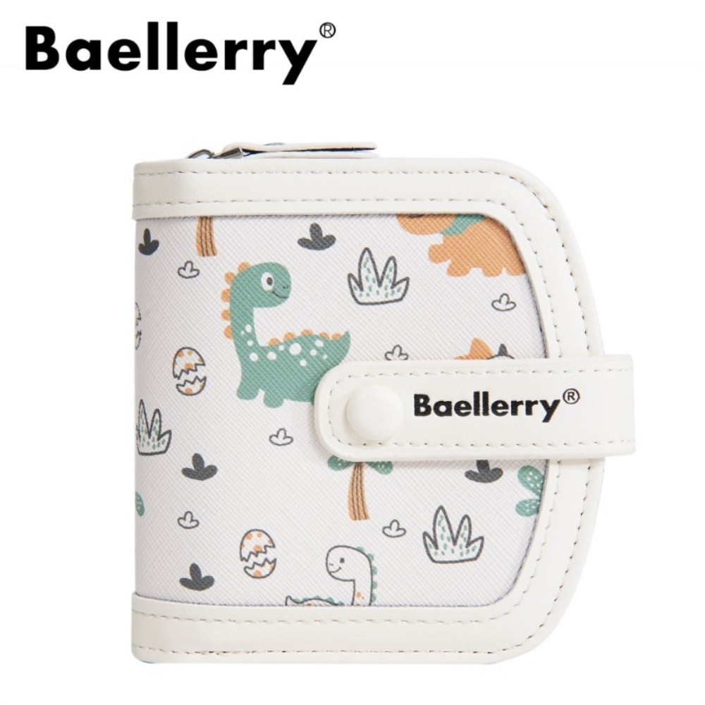 Baellerry กระเป๋าสตางค์สั้นผู้หญิงลายไดโนเสาร์น่ารัก พร้อมช่องใส่เหรียญ ความจุใหญ่