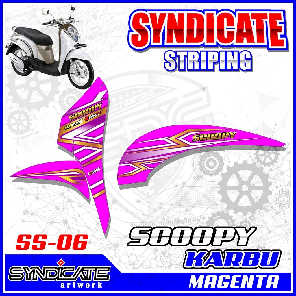 สติ๊กเกอร์ STRIPING LIST VARIATION OF OLD SCOOPY CARBON YEAR 2010 2011 2012 COOL GOLD RACING MOTIF C