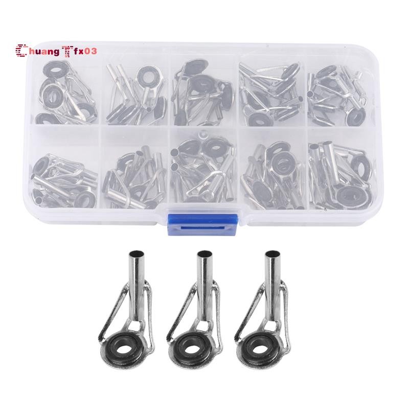 Chuangtfx03Fishing Rod Tip Repair Kit เคล็ดลับเบ็ดตกปลาแหวนเซรามิกสแตนเลสขนาดต่างๆ
