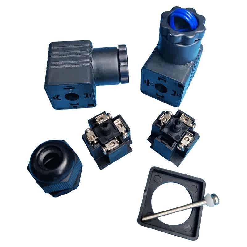 ปลั๊กโซลินอยด์วาล์ว 3pin, 4pin, ขดลวดไฮดรอลิก 220V 12V 24V กล่องเชื่อมต่อกันน้ำ, ซ็อกเก็ต