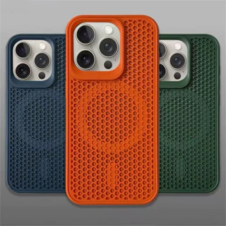 Minimal การกระจายความร้อนตาข่ายระบายอากาศเคสโทรศัพท์แม่เหล็กสําหรับiPhone 11 14 16 Pro Max 15 12 13 Pro Max Plus