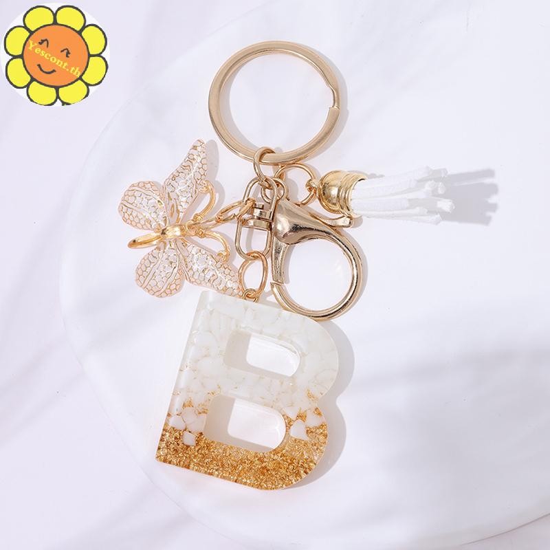 YESCONT A ถึง Z พวงกุญแจตัวอักษร 26 เริ่มต้นตัวอักษรสีขาว sels พวงกุญแจกระเป๋าแฟชั่นเครื่องประดับรถ Trinket ของขวัญ TH - รูปที่ 2