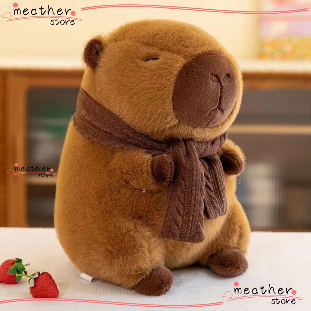 Meatherstore ผ้าพันคอ Capybara ตุ๊กตาตุ๊กตา, ผ้าพันคอที่ถอดออกได้ของขวัญวันเกิดจําลอง Capybara เครื่องประดับ, แฟชั่น PP ผ้าฝ้ายนุ่มน่ารักของเล่น Fluffy ตุ๊กตาสัตว์คริสต์มาสเด็ก