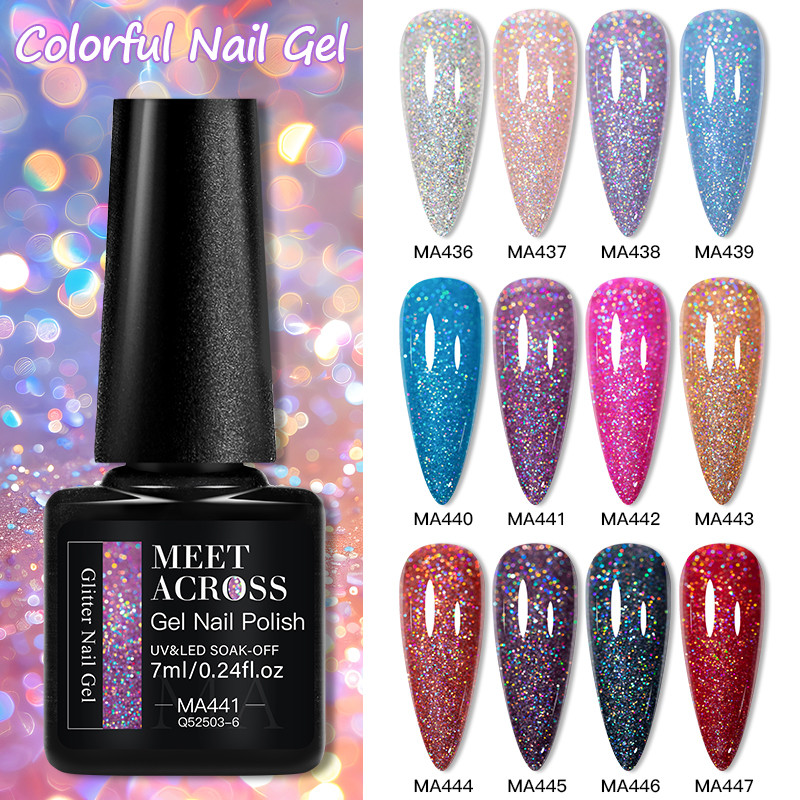 MEET ACROSS 7ml เล็บเจลสีกลิตเตอร์เจล UV Art