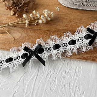 [100 ซม.] French Lolita High-End Bow Lace Accessories Tie Pain Bag diy วัสดุริบบิ้นจีบตกแต่ง