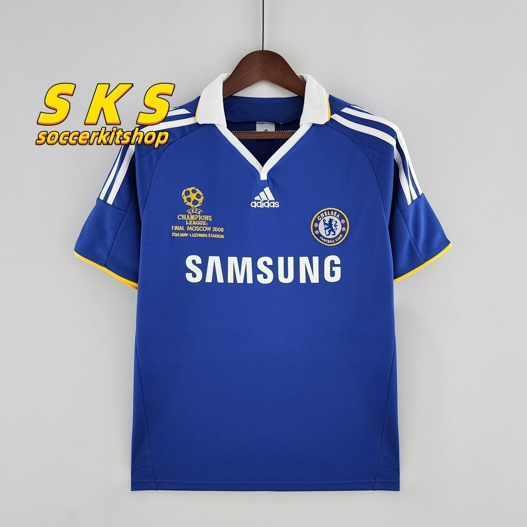 08-09 Chelsea UCL FINAL Home Retro Soccer Jersey CHE ฟุตบอล DROGBA #11