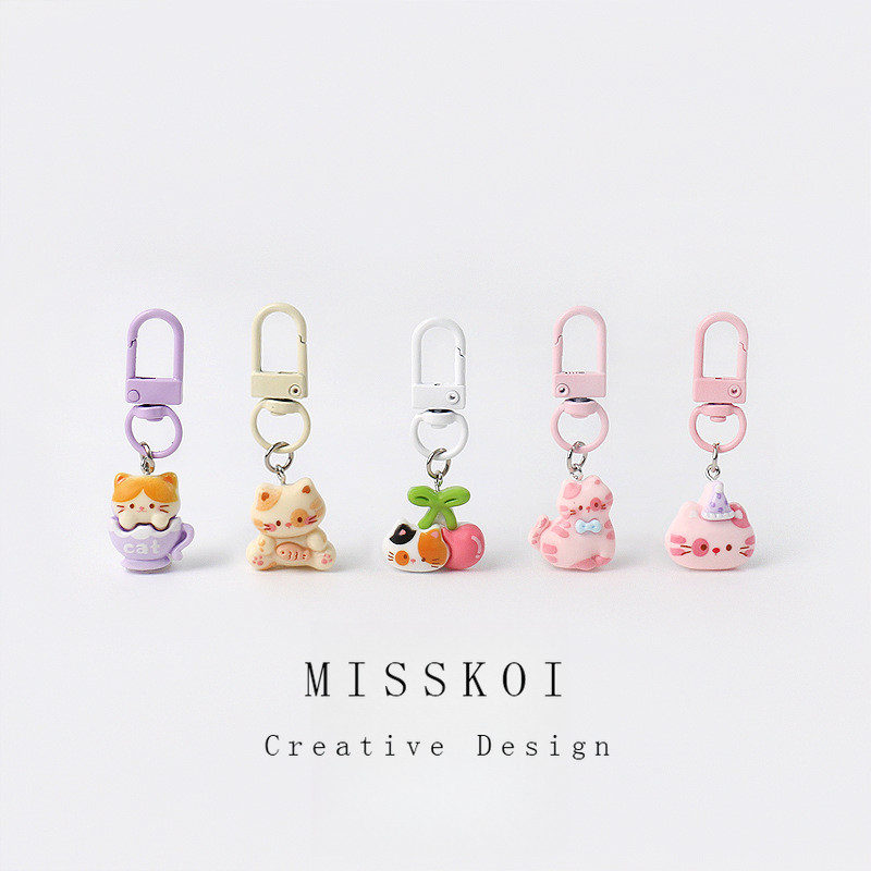 MISSKOI พวงกุญแจแมว Tanuki น่ารักสนุกการ์ตูนอาหารของเล่นกระเป๋าจี้