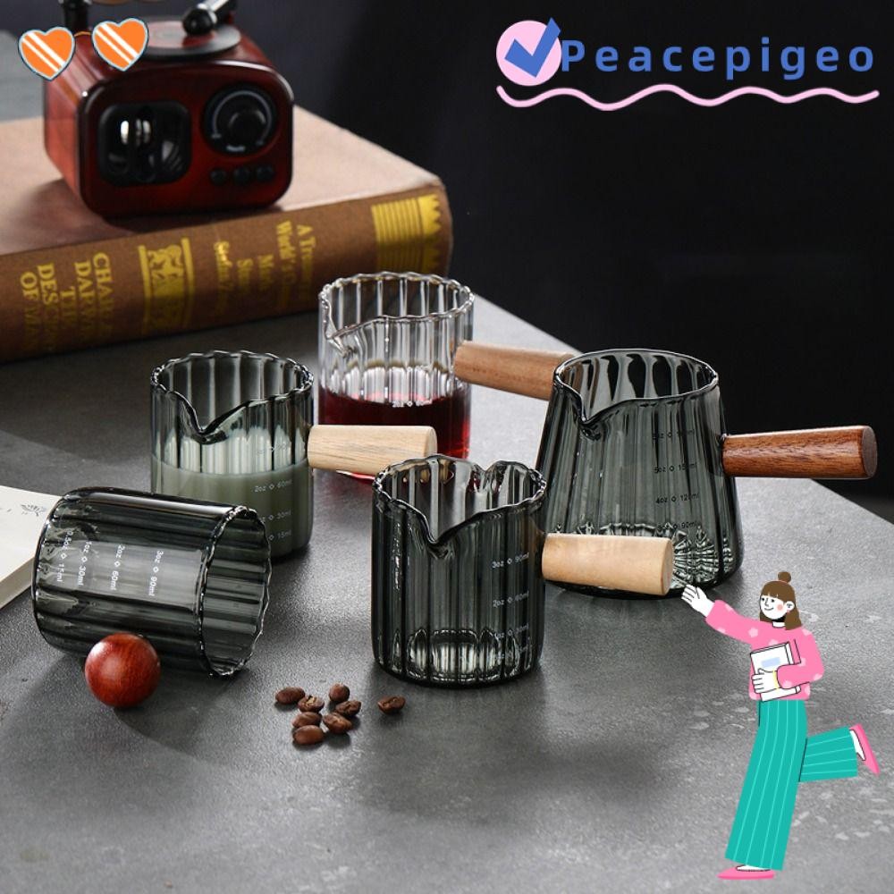 PEACEPIGEO ถ้วยตวงเอสเปรสโซ, ถ้วยสกัดกาแฟทนต่ออุณหภูมิสูง 90 มล./180 มล., ปากเดี่ยว/คู่ทนทานพร้อมสลักวัดเอสเปรสโซออนซ์ถ้วย