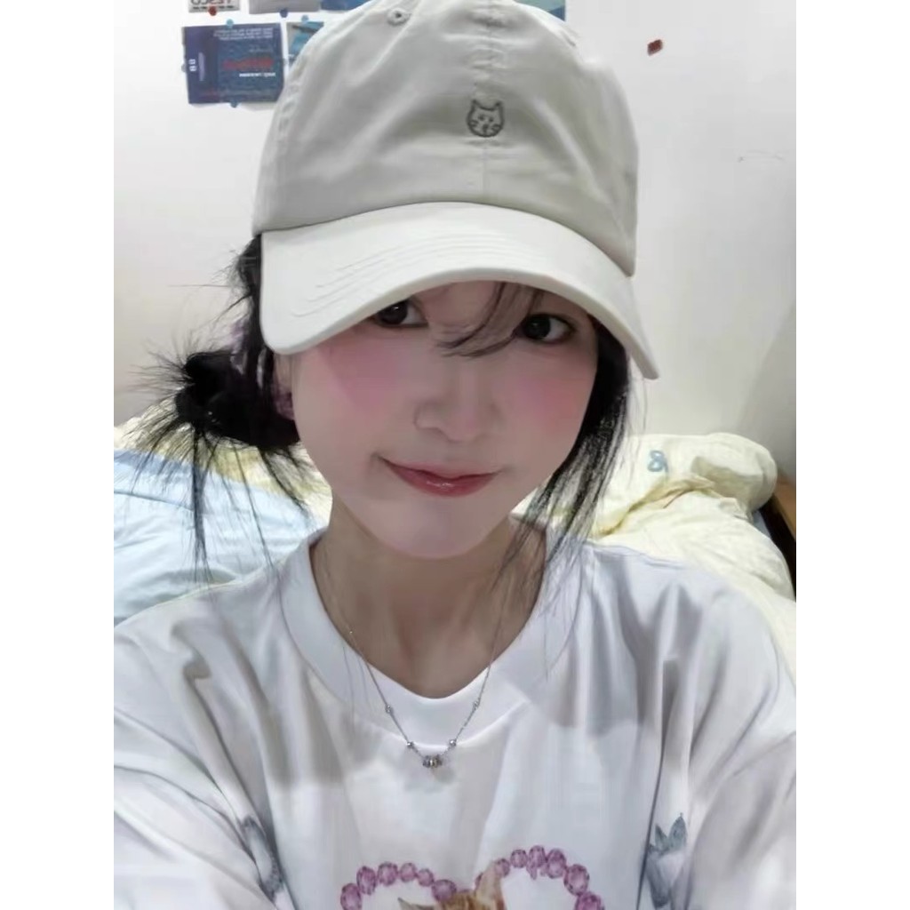 สีชมพูลูกแมวน่ารักหมวกเบสบอลผู้หญิงฤดูใบไม้ผลิญี่ปุ่นอเนกประสงค์ อิน การ์ตูนปักหมวกเบสบอลฤดูร้อนเวอร์ชั่นเกาหลี - รูปที่ 5