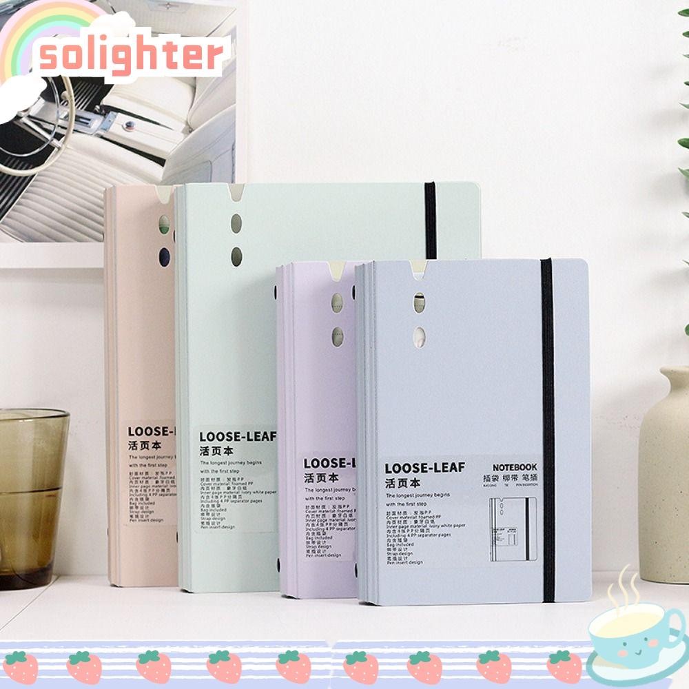 SOLIGHTER 1 ชิ้น Binder โน้ตบุ๊ค,สีชมพูสีม่วง Journal Planner หมายเหตุหนังสือ,ด้านใน Core เครื่องเขียนอุปกรณ์ A5 A6 A7 หลวม Leaf Book Cover