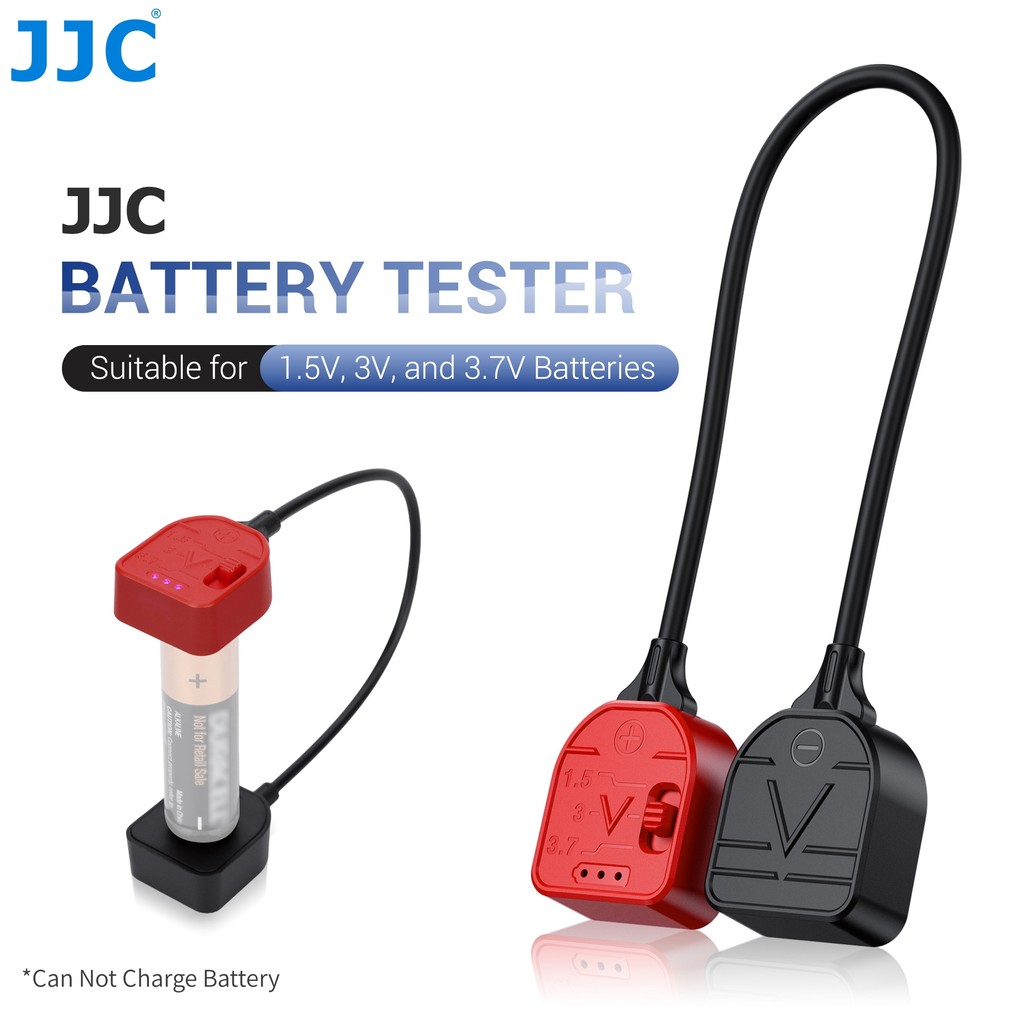 JJC เครื่องทดสอบแบตเตอรี่แบตเตอรี่แม่เหล็กเครื่องตรวจสอบพลังงานสําหรับ AAA AA 18650 21700 แบตเตอรี่เหรียญ & มากกว่า 1.5V/ 3V/ 3.7V แบตเตอรี่เซลล์