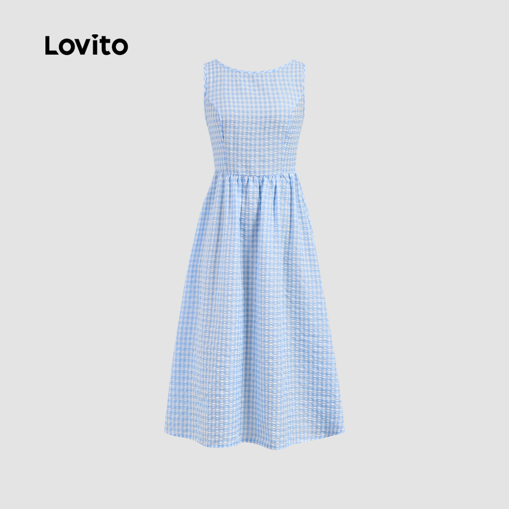 Lovito ชุดเดรสเปลือยโบว์โบว์ลําลองสําหรับผู้หญิง L128ED907
