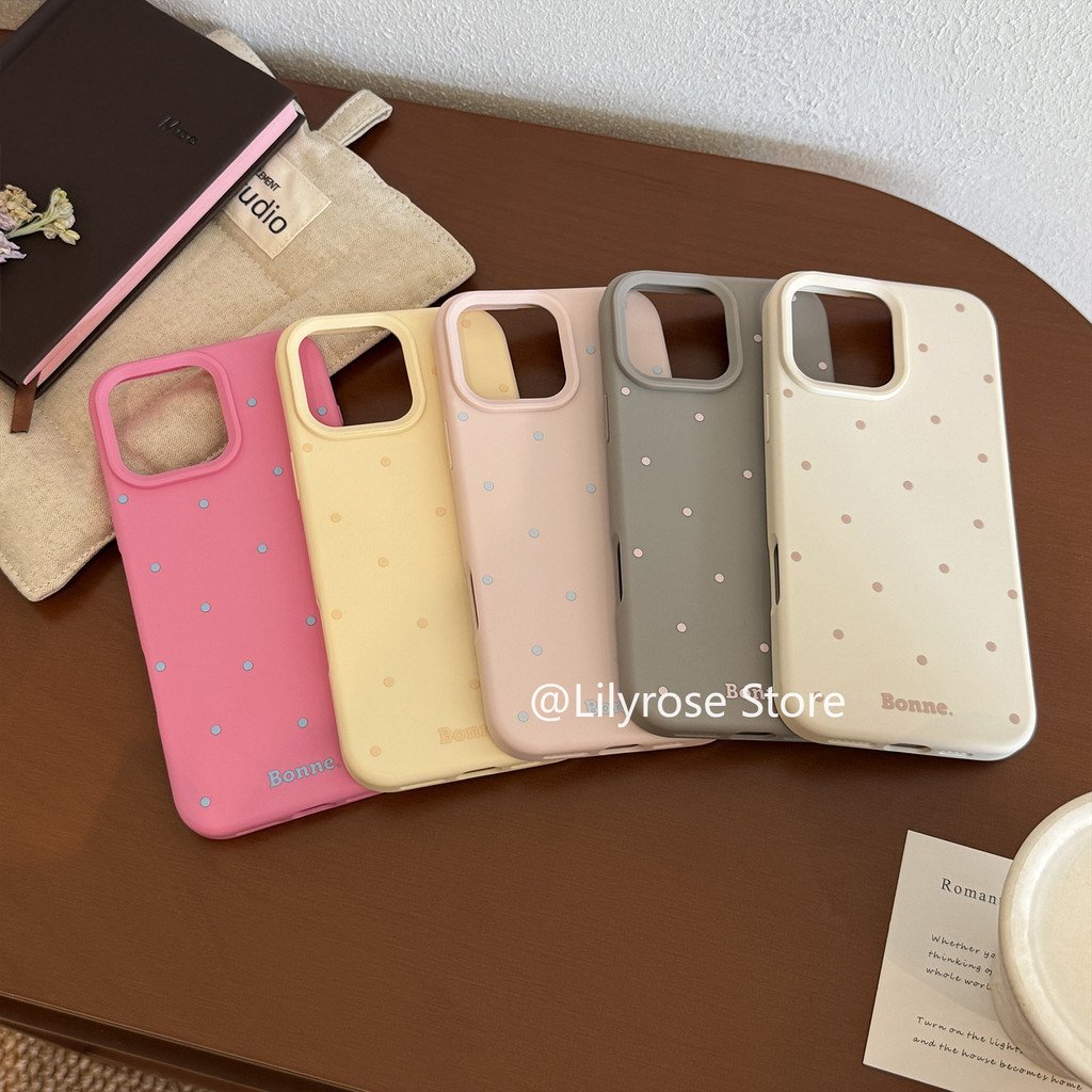 เคสสําหรับ iPhone 12 13 14 15 16 Pro Max เคส Apple iPhone 11 16Plus สี Polka Dot เกาหลีซิลิโคน Soft Candy