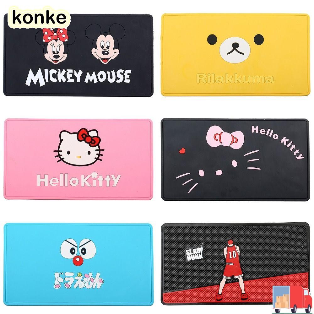 KONKE แผ่นกันลื่นในรถยนต์,ซิลิโคน Hello Kitty Mickey Mouse Dashboard Pad, Soft Multi-Functional Anti-slip รถโทรศัพท์มือถือสําหรับอุปกรณ์เสริมอัตโนมัติ