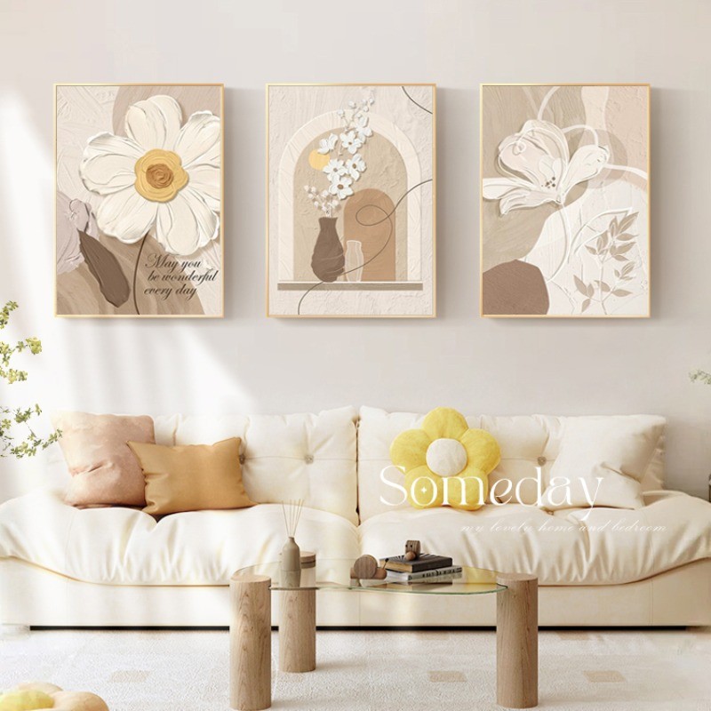 [กรอบไม้เนื้อแข็ง] นอร์ดิกภาพวาดตกแต่งดอกไม้นามธรรม อิน ตกแต่งผนังห้องนั่งเล่นภาพวาดตกแต่งห้องภาพจิตรกรรมฝาผนังผนังสติ๊กเกอร์