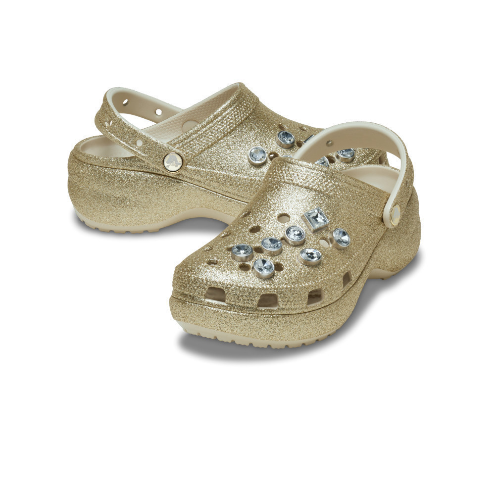 CROCS รองเท้าลำลองผู้หญิง CLASSIC PLATFORM GLITTER EMB CLOG รุ่น 211391-710 - GOLD