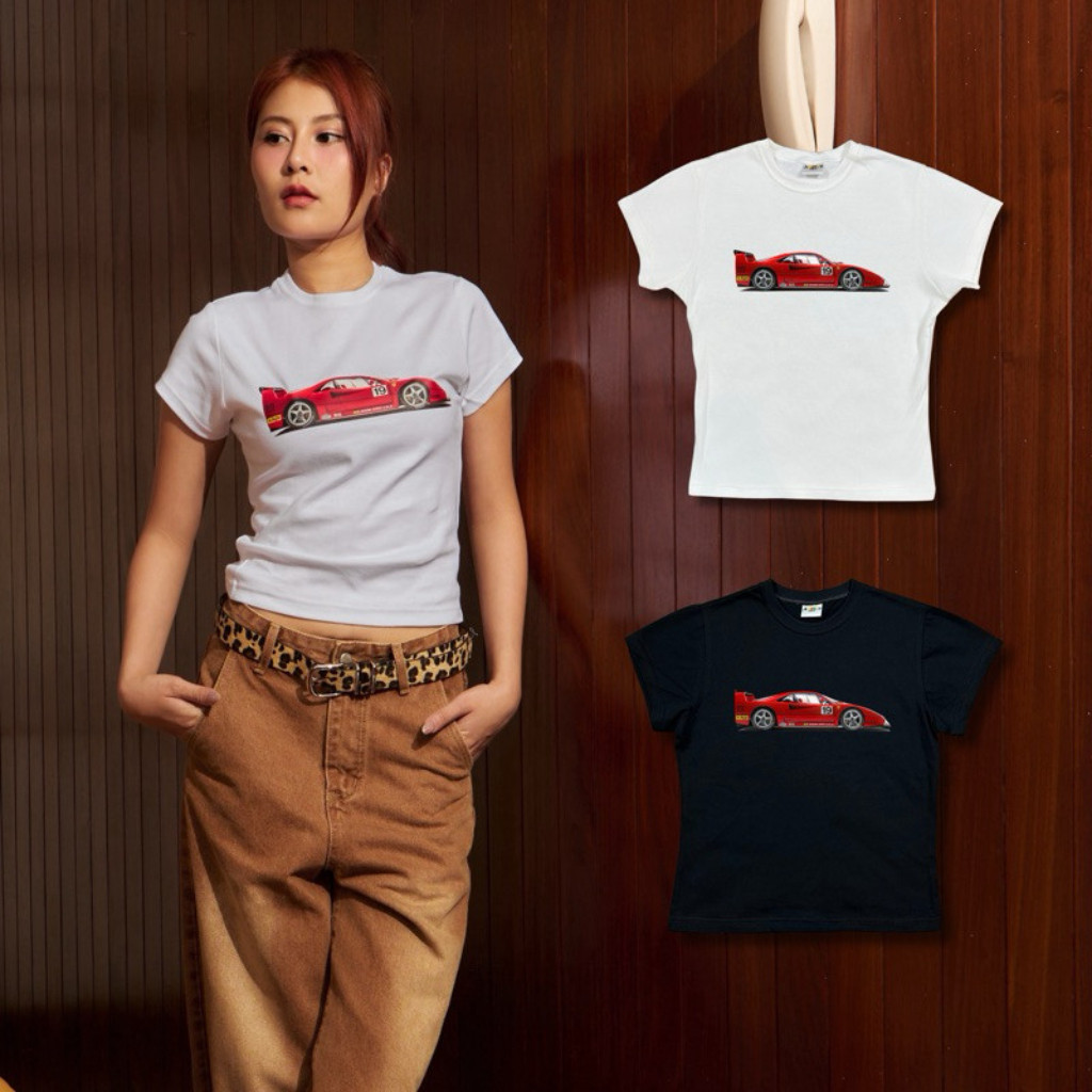(จัดส่งตลอด 24 ชั่วโมง）  เสื้อทรง BABY TEE RACING CAR เนื้อผ้าที่สวมใส่สบาย