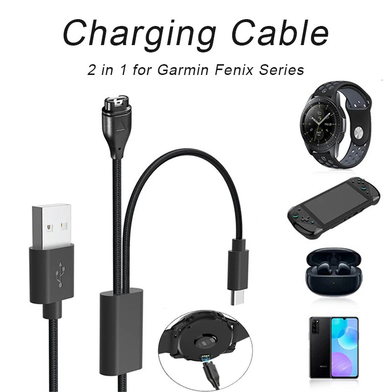 2 In 1 USB Watch Charger สําหรับ Garmin Fenix 7 7S 7X 6 5 5X Venu2 Garmin Smartwatch Charger USB to 