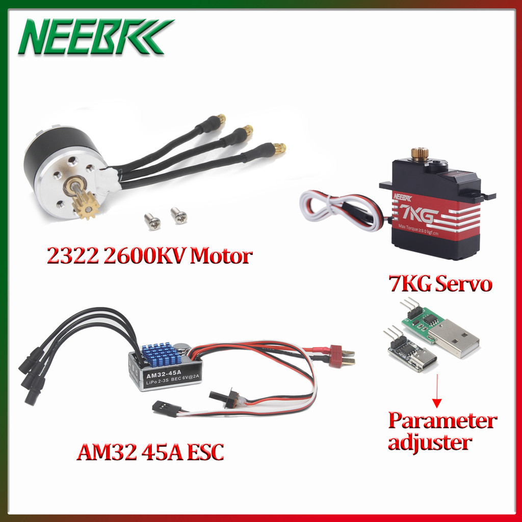 Neebrc 2322 2600KV Outrunner มอเตอร์ AM32 45A Brushless ESC T Plug 7KG กันน้ํา Servo Parameter Adjus