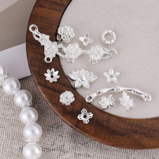 20ชิ้นใหม่สดใสเงินดอกไม้ดอกไม้หมวกลูกปัด ตัวเว้นวรรค ทําเอง …