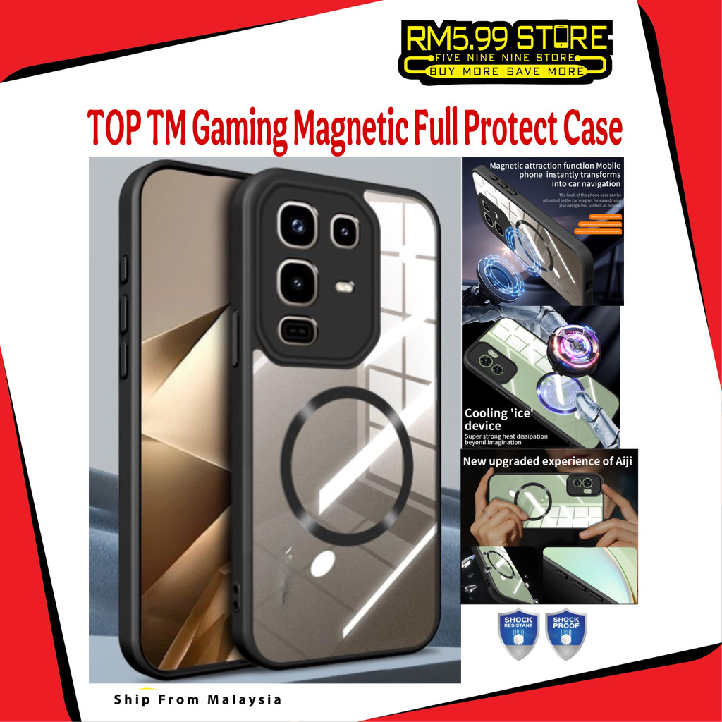 Iqoo Z9 Z9x Turbo Top TM Gaming/Car Magnetic Full Bumper Camera Protect Acrylic + เคส Tpu HD