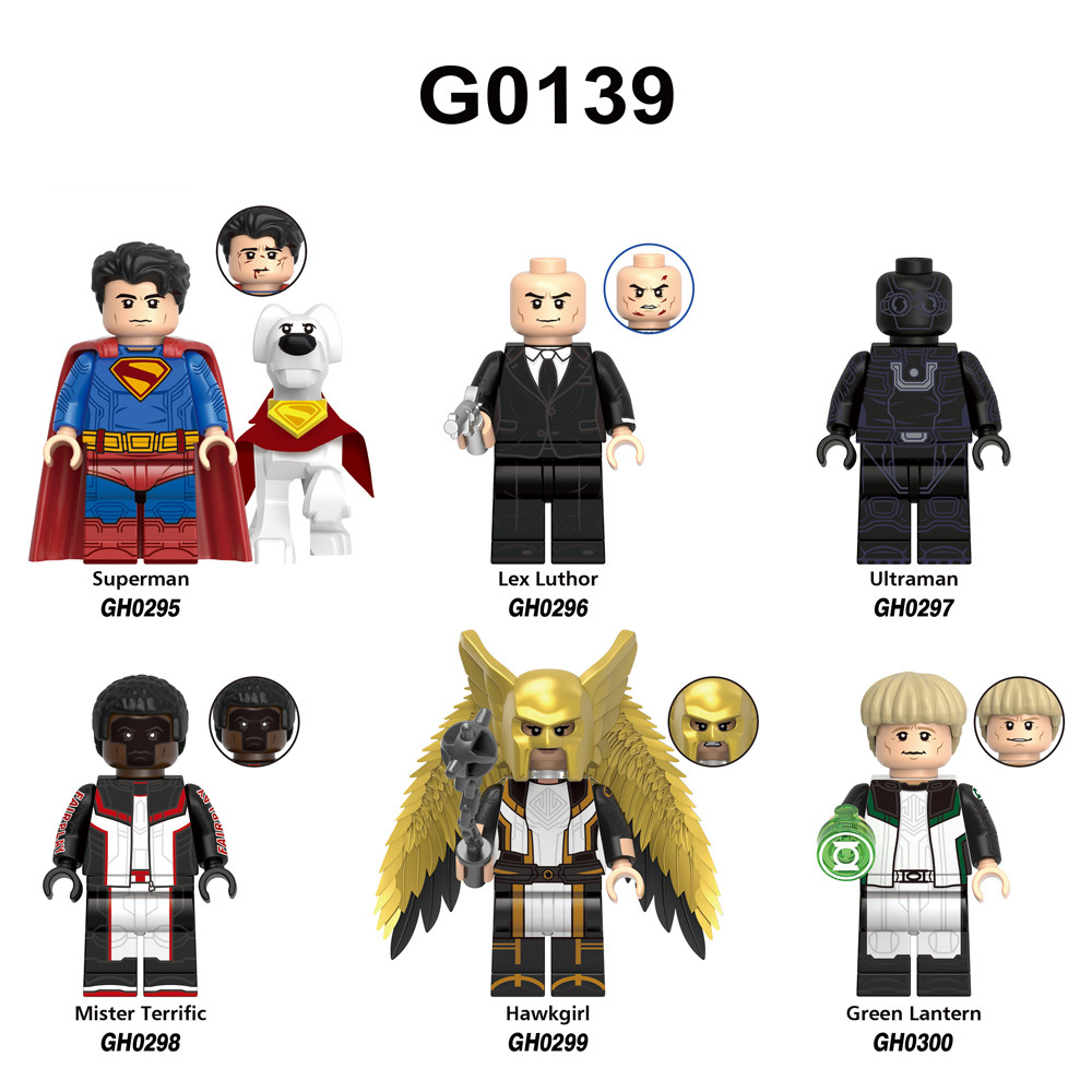 Super Lex Luthor Ultraman Mister Terrific Hawkgirl โคมไฟสีเขียวภาพยนตร์บล็อกตัวต่อของเล่นรูป