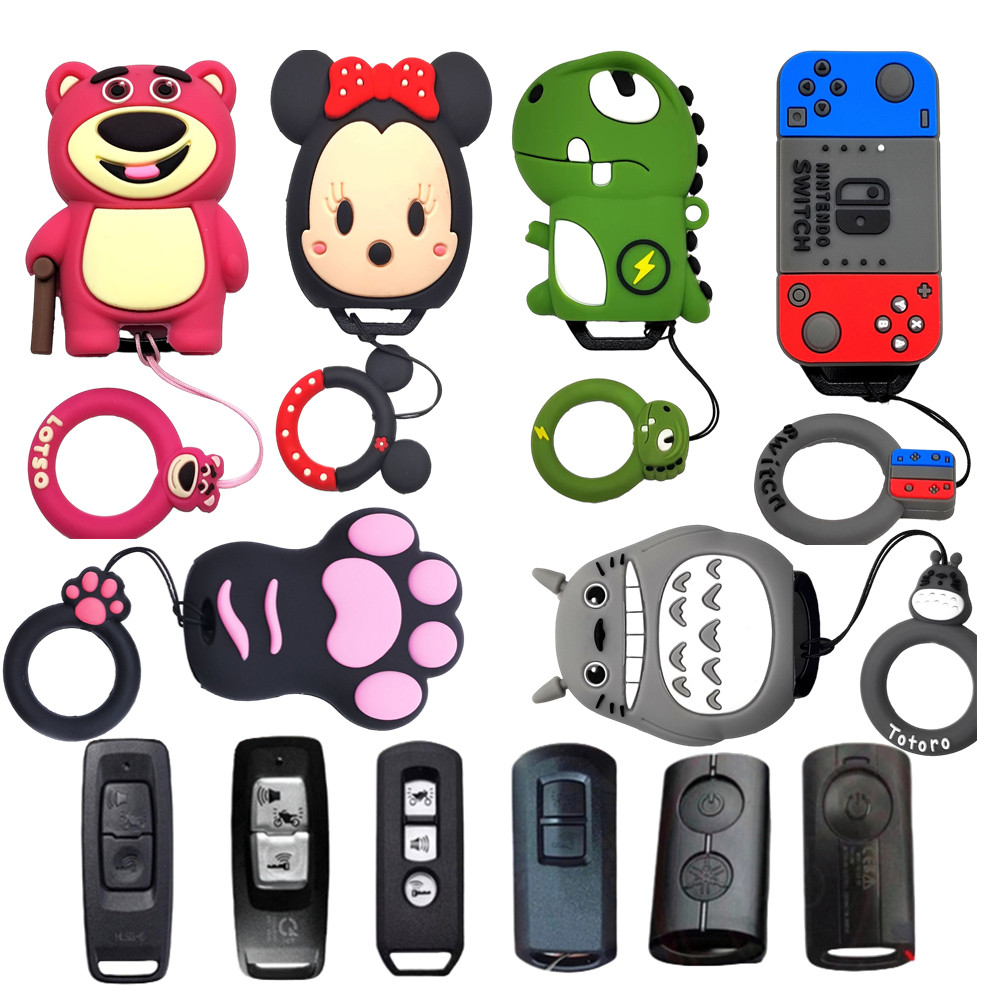 การ์ตูนพีวีซีที่หุ้มกุญแจรถจักรยานยนต์สําหรับ Honda Yamaha – ทนทานการออกแบบน่ารัก Universal Fit Key Case