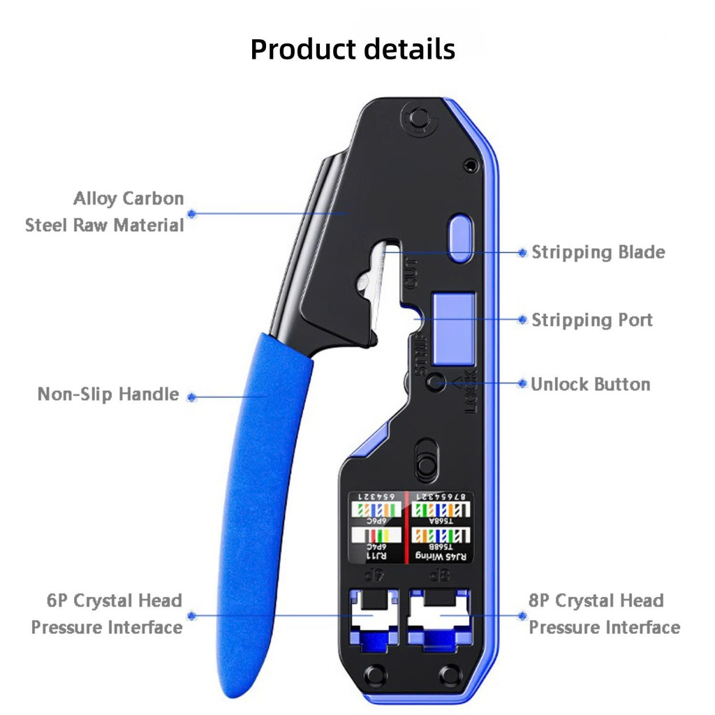 Dtech RJ11 โทรศัพท์ RJ45 คีมเครือข่าย Dtech DT1047