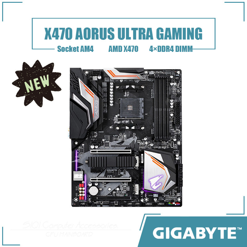 [ใหม่] Gigabyte X470 AORUS ULTRA GAMING เมนบอร์ด AMD X470 4DDR4 DIMM เมนบอร์ดเดสก์ท็อป