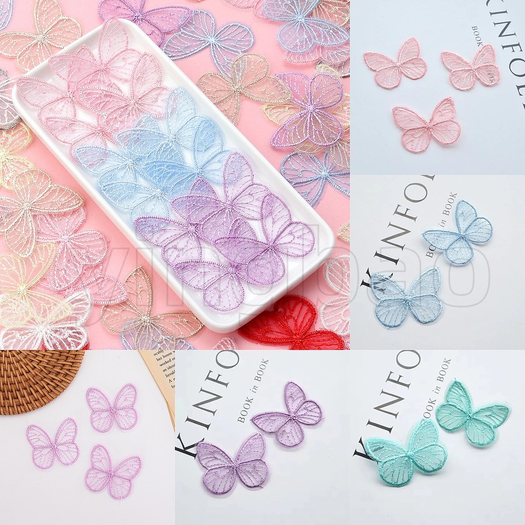 30 ชิ้น 4.5*3.5 ซม.ตาข่ายลูกไม้ผีเสื้อแพทช์ Appliques สําหรับเสื้อผ้าอุปกรณ์เย็บผ้า DIY กิ๊บติดผมอุปกรณ์เสริม