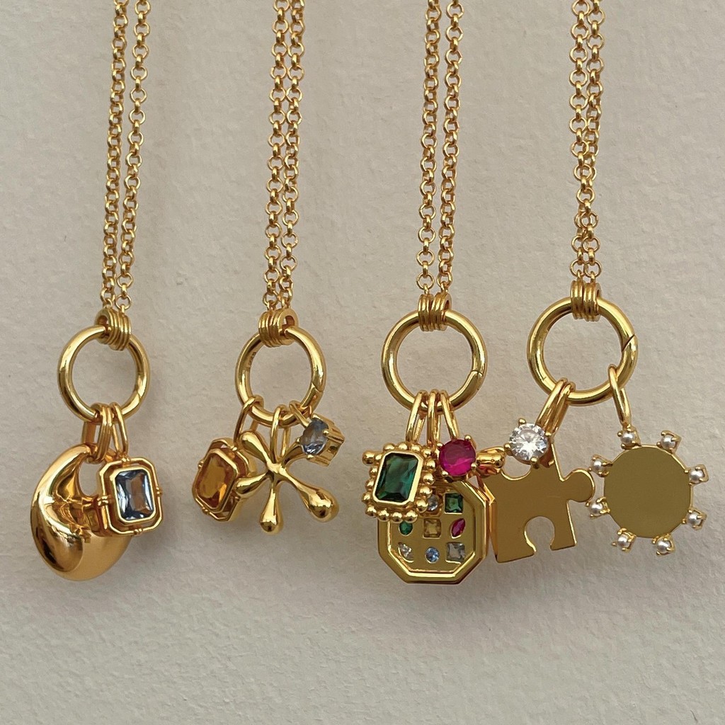 DIY จี้สร้อยคอสำหรับผู้หญิงไทเทเนียมเหล็กสูญญากาศชุบทองแท้18พันในเตาโอ้อวดบุคลิกภาพกระดูกไหปลาร้าโซ่