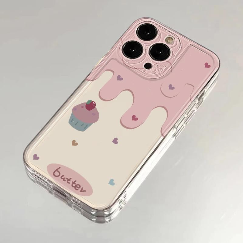 ครีมเค้กสําหรับiPhone 11Pro 17 16 15 14 13 Pro Max 12Mini XR SEฝาครอบกันกระแทกป้องกันหน้าจอปลอก